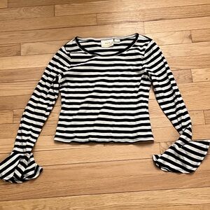 Maeve by Anthropologie Striped Bell Sleeve Top Small